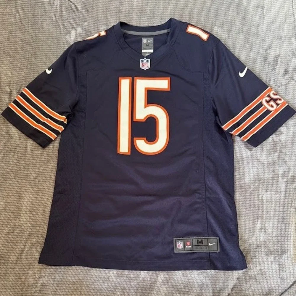 Nike Chicago Bears NFL Jersey Navy Blue Number 15 Mens Medium On-Field‎ Football